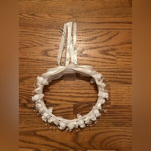 Corinne Women’s White Floral Beaded Flower Crown - Perfect for Weddings/Costumes